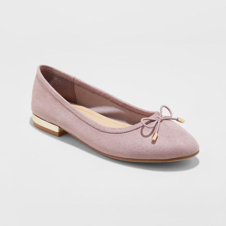 Women's Annalyn Microsuede Bow Ballet Flats - A New Day Lavender (purple)
