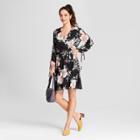 Women's Floral Print Wrap Dress - Lux Ii - Black