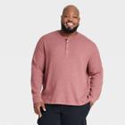 Men's Big & Tall Long Sleeve Textured Henley Shirt - Goodfellow & Co Heathered Red