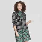 Women's Striped Ponte Knit Blazer - A New Day Black