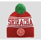 Men's Twill Sriracha Patch Cuff Pom Beanie - Red