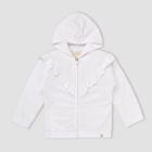 Burt's Bees Baby Girls' French Terry Ruffle Zip-front Hoodie - White Newborn