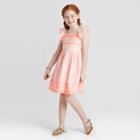 Girls' Embroidered Dress - Cat & Jack Powder Pink M, Girl's,