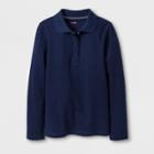 Girls' Adaptive Long Sleeve Uniform Polo Shirt - Cat & Jack Navy Xl, Girl's, Blue