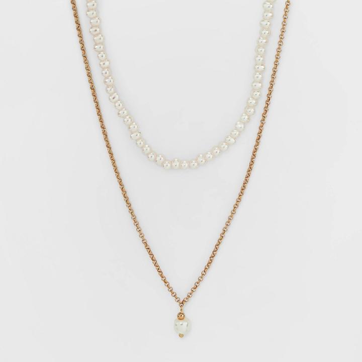 Pearl Pendant Necklace Set 2pc - A New Day Gold