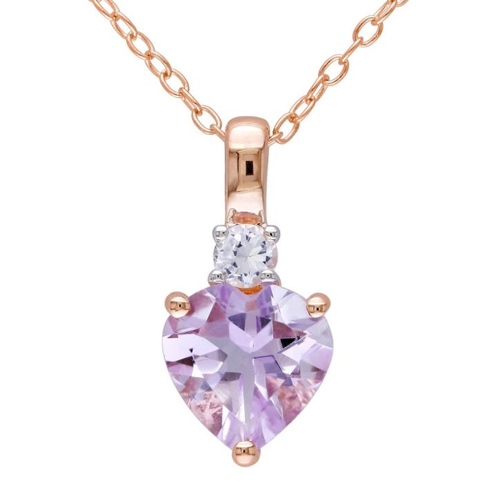 Target 1.65 Ct. T.w. Rose De France And .15 Ct. T.w. Simulated Sapphire Necklace Pink Rhodium Plated Silver - Purple