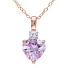 Target 1.65 Ct. T.w. Rose De France And .15 Ct. T.w. Simulated Sapphire Necklace Pink Rhodium Plated Silver - Purple