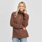Women's Long Sleeve Cowl Neck Tunic Sweater - Universal Thread Brown