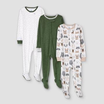 Baby Boys' 3pk Little Cub Tight Fit Sleep N' Play - Cloud Island Olive Green