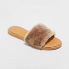 Women's Kara Faux Fur Slide Sandals - Universal Thread Brown