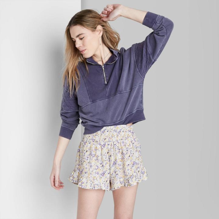 Women's Ruffle Pull-on Shorts - Wild Fable White Floral