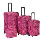 Rockland Nairobi 4pc Expandable Softside Checked Luggage Set - Pink Bandana