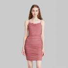 Women's Sleeveless Ruched Side Mesh Overlay Bodycon Dress - Wild Fable Dusty Mauve