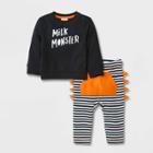 Baby Boys' 'milk Monster' French Terry Top & Bottom Set - Cat & Jack Black Newborn