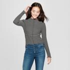 Women's Striped Long Sleeve Turtleneck Top - Soul Cake (juniors') Black/ivory