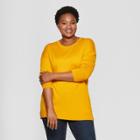 Women's Plus Size Crew Neck Long Sleeve Pullover - Ava & Viv Gold