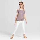Miss Chievous Girls' Cold Shoulder Giraffe Sequin Short Sleeve T-shirt - Purple