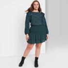 Women's Plus Size Smocked Ruffle Mini Skirt - Wild Fable Green