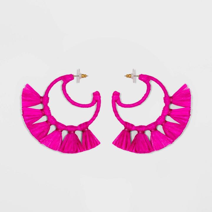 Sugarfix By Baublebar Crescent Moon Tassel Earrings - Pink