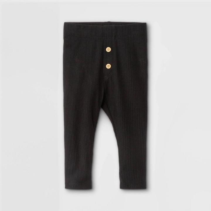 Baby Girls' Rib Leggings - Cat & Jack Black Newborn