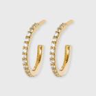 Sugarfix By Baublebar 14k Gold Plated Crystal Hoop Earrings - Gold