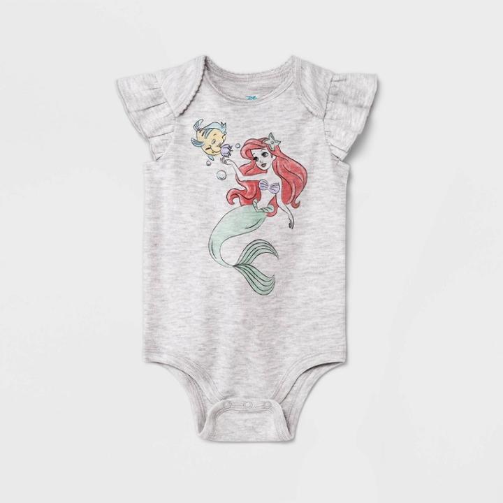 Baby Girls' Disney Princess Ariel Top And Bottom Set - Light Blue Newborn