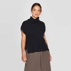 Women's Short Sleeve Turtleneck Pullover Sweater - Prologue Black