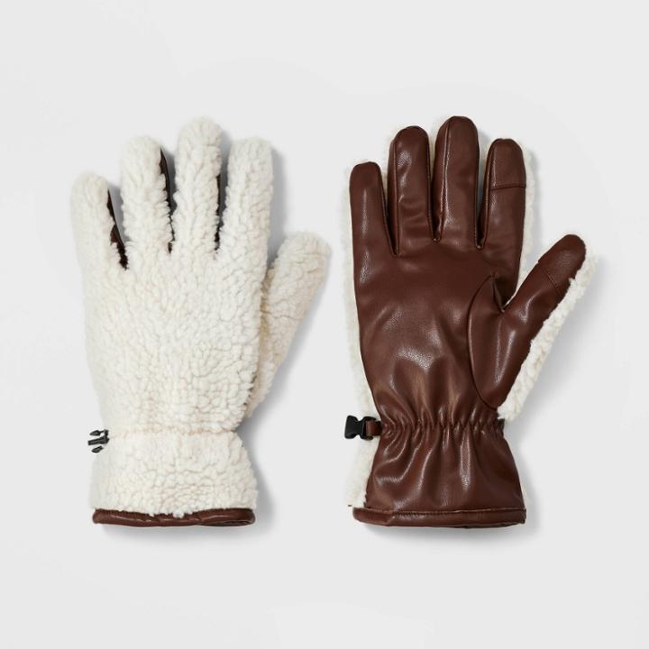 Men's Faux Shearling Gloves - Goodfellow & Co Tan