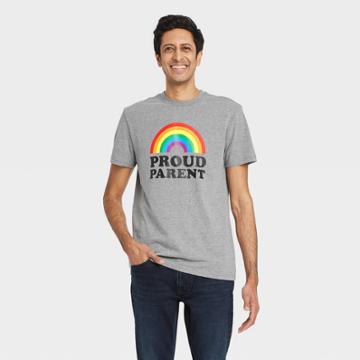 Ev Lgbt Pride Pride Gender Inclusive Adult 'proud Parent' Short Sleeve Graphic T-shirt - Gray