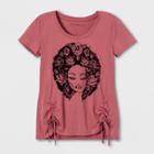 Fifth Sun Women's Short Sleeve Floral Hair Cinch T-shirt - Faded Rose