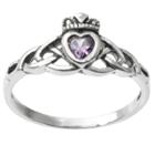 Journee Collection 1/5 Ct. T.w. Heart-cut Cz Bezel Set Celtic Ring In Sterling Silver - Purple,