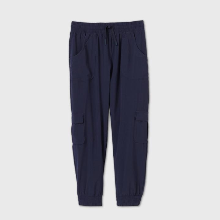 Girls' Stretch Woven Capri Jogger Pants - All In Motion Navy Xs, Girl's, Blue