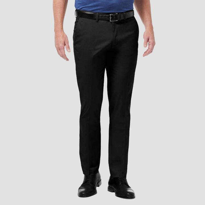 Haggar Men's Premium No Iron Slim Fit Flat Front Casual Pants - Black