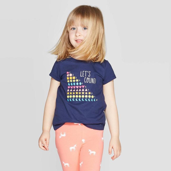 Toddler Girls' Short Sleeve Graphic T-shirt - Cat & Jack Navy