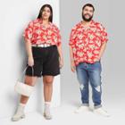 Plus Size Short Sleeve Camp Button-down Shirt - Wild Fable Red Floral