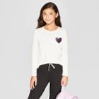 Girls' Long Sleeve Flip Sequin Heart T-shirt - Cat & Jack Almond Cream