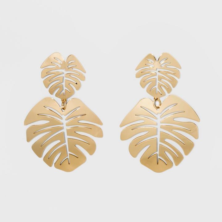 Sugarfix By Baublebar Palm Leaf Drop Earrings - Gold, Girl's