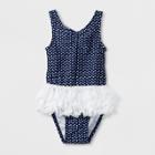 Baby Girls' Polka Dot Tutu One Piece Swimsuit - Cat & Jack Navy 9m, Girl's, Blue