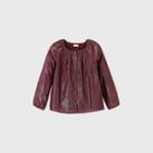 Girls' Long Sleeve Button-front Shine Blouse - Cat & Jack Burgundy