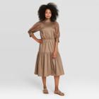 Women's Organza Puff 3/4 Sleeve Dress - Prologue Brown