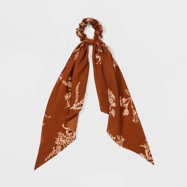 Cotton Twister With Big Floral Print Hair Elastics - Universal Thread Orange