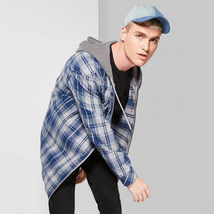 Men's Plaid Full-zip Shirt Jacket - Original Use Gray