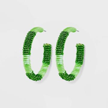 Sugarfix By Baublebar Textured Beaded Hoop Statement Earrings - Green
