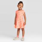 Petitetoddler Girls' Short Sleeve Heart Dress - Cat & Jack Coral 12m, Toddler Girl's, Orange