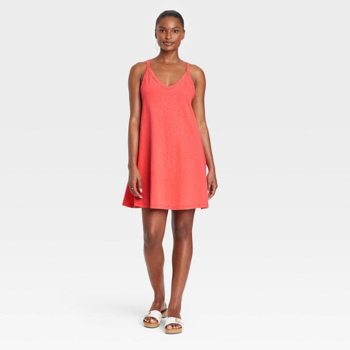 Women's Razor Back Knit Tank Dress - Universal Thread Coral Orange