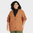 Women's Plus Size Button-front Cardigan - A New Day Orange