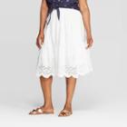 Women's Plus Size Eyelet Skirt - Ava & Viv White