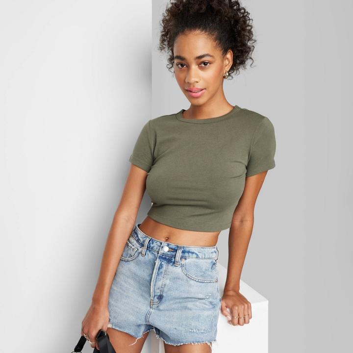 Women's Short Sleeve T-shirt - Wild Fable Olive Green Xxs