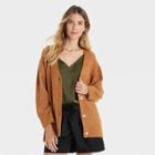 Women's Button-front Cardigan - A New Day Orange