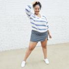 Women's Plus Size Striped V-neck Pullover Sweater - Wild Fable White